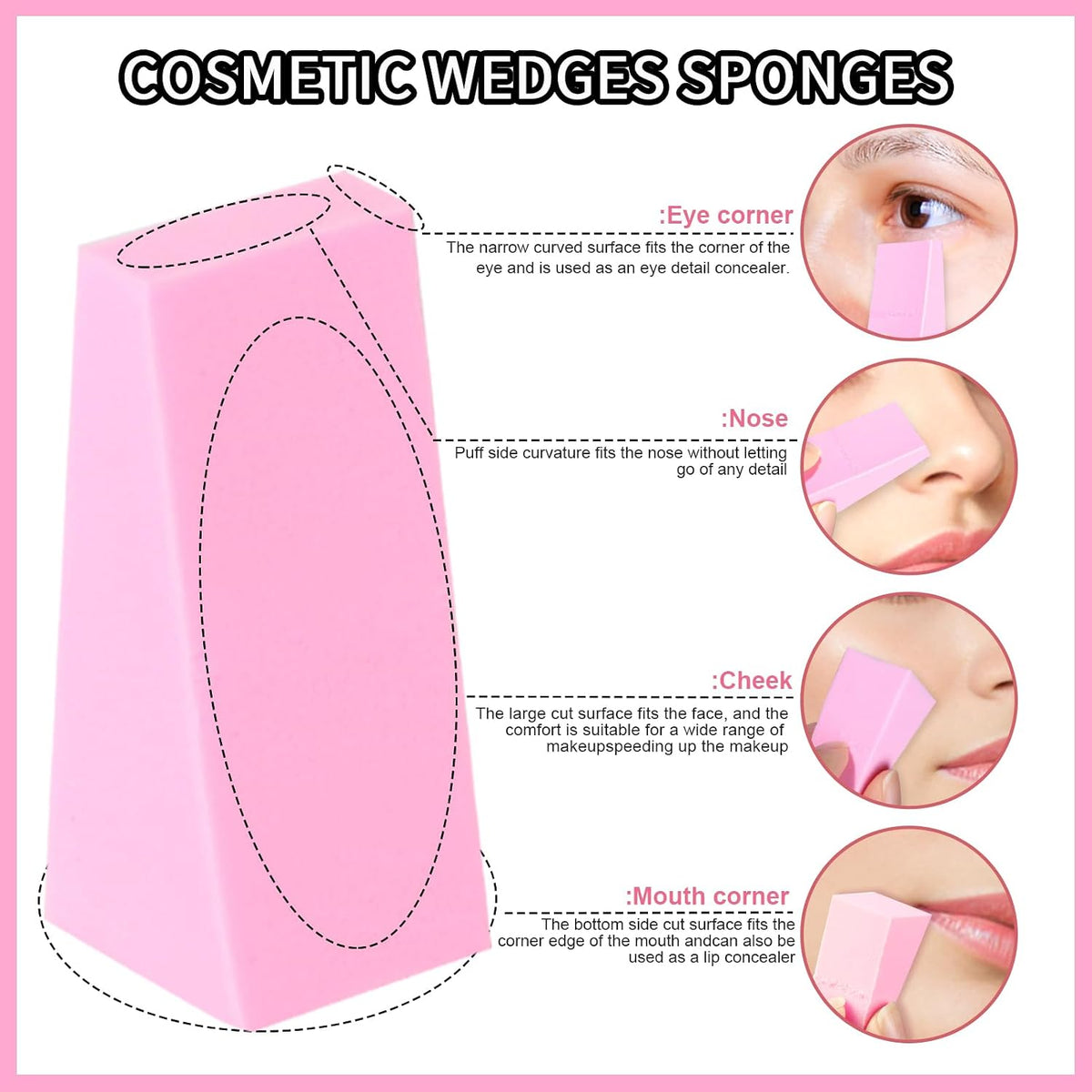 Teenitor 48 Pieces Makeup Sponges For Foundation, Latex Free Small Wedge Shaped Sponge Applicator For Liquid Cream Foundation Festival Makeup