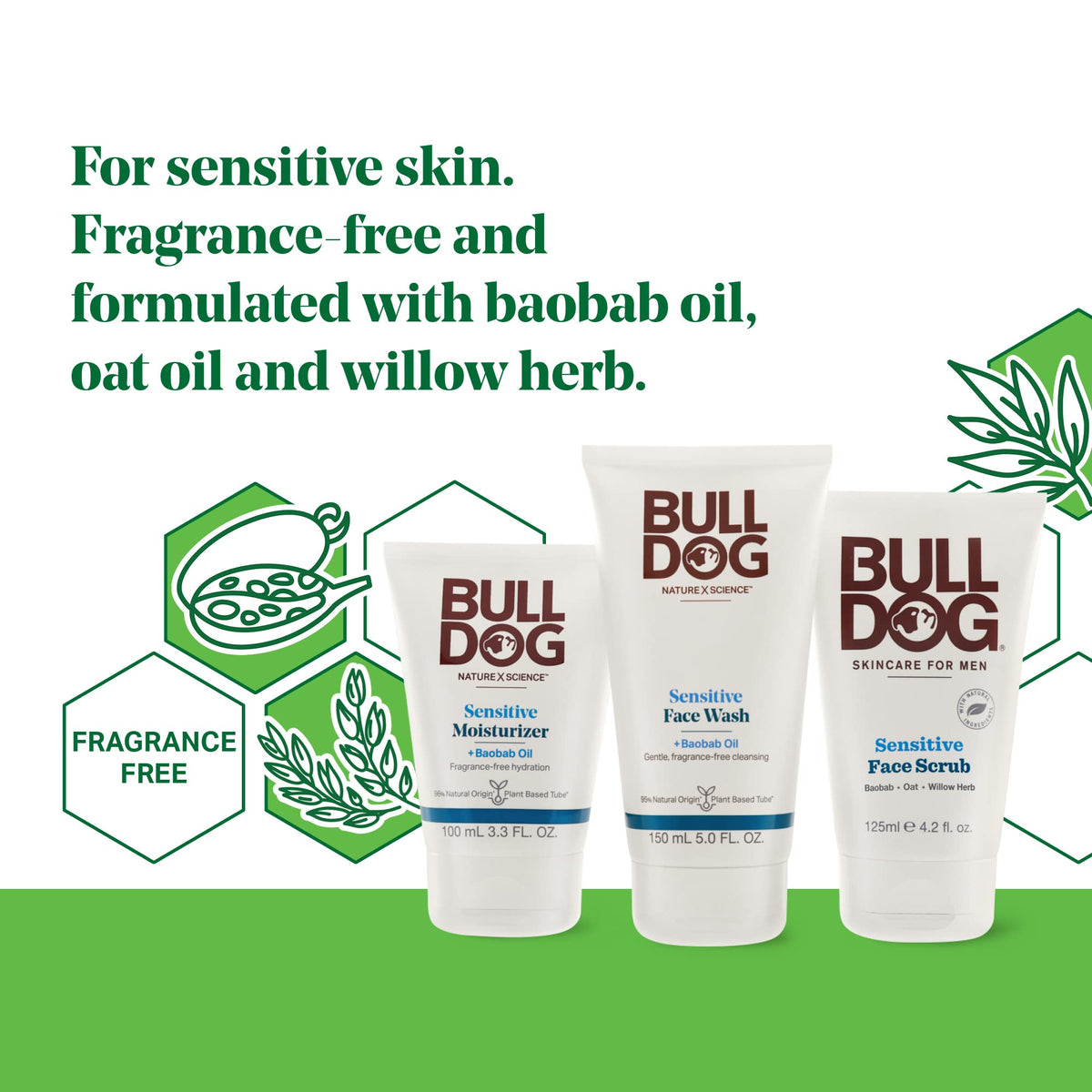 BULLDOG Mens Skincare and Grooming Original Full Face Kit with Moisturizer, Face Wash & Face Scrub
