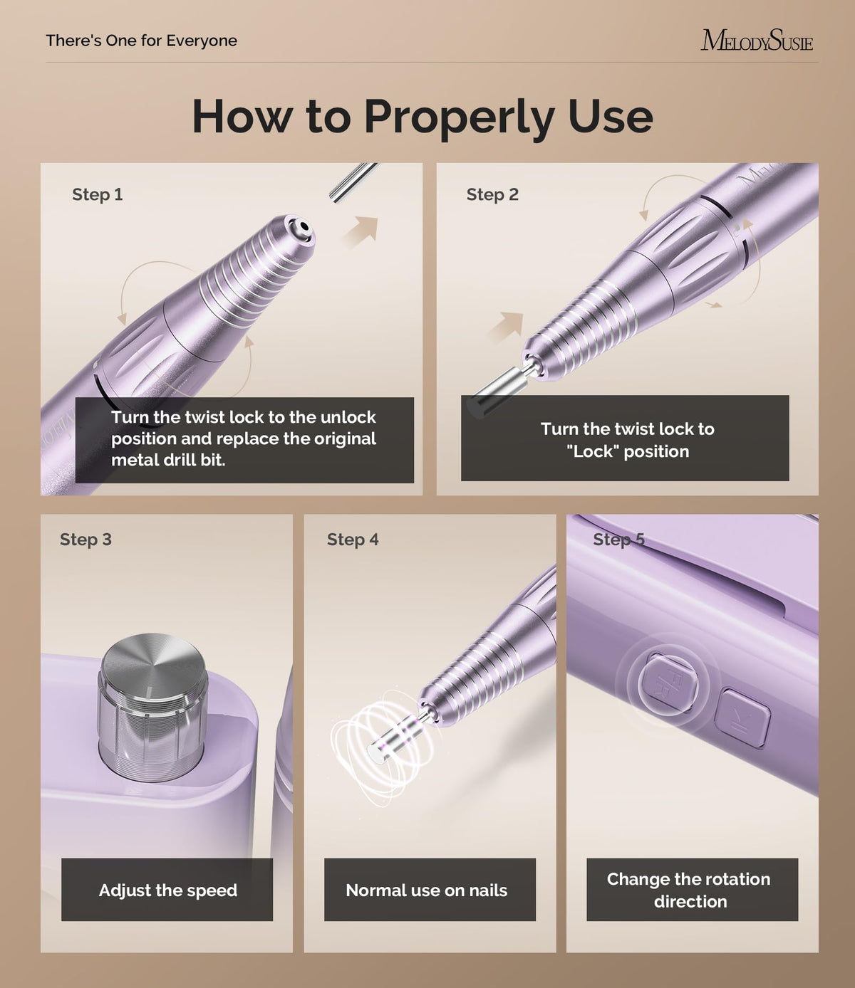 MelodySusie Clip-On SC300F Cordless Nail Drill 30,000 RPM for Beginners