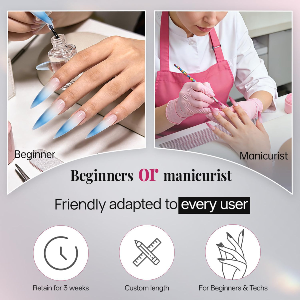 krofaue Extra Long Stiletto Nail Tips - False Clear Nais