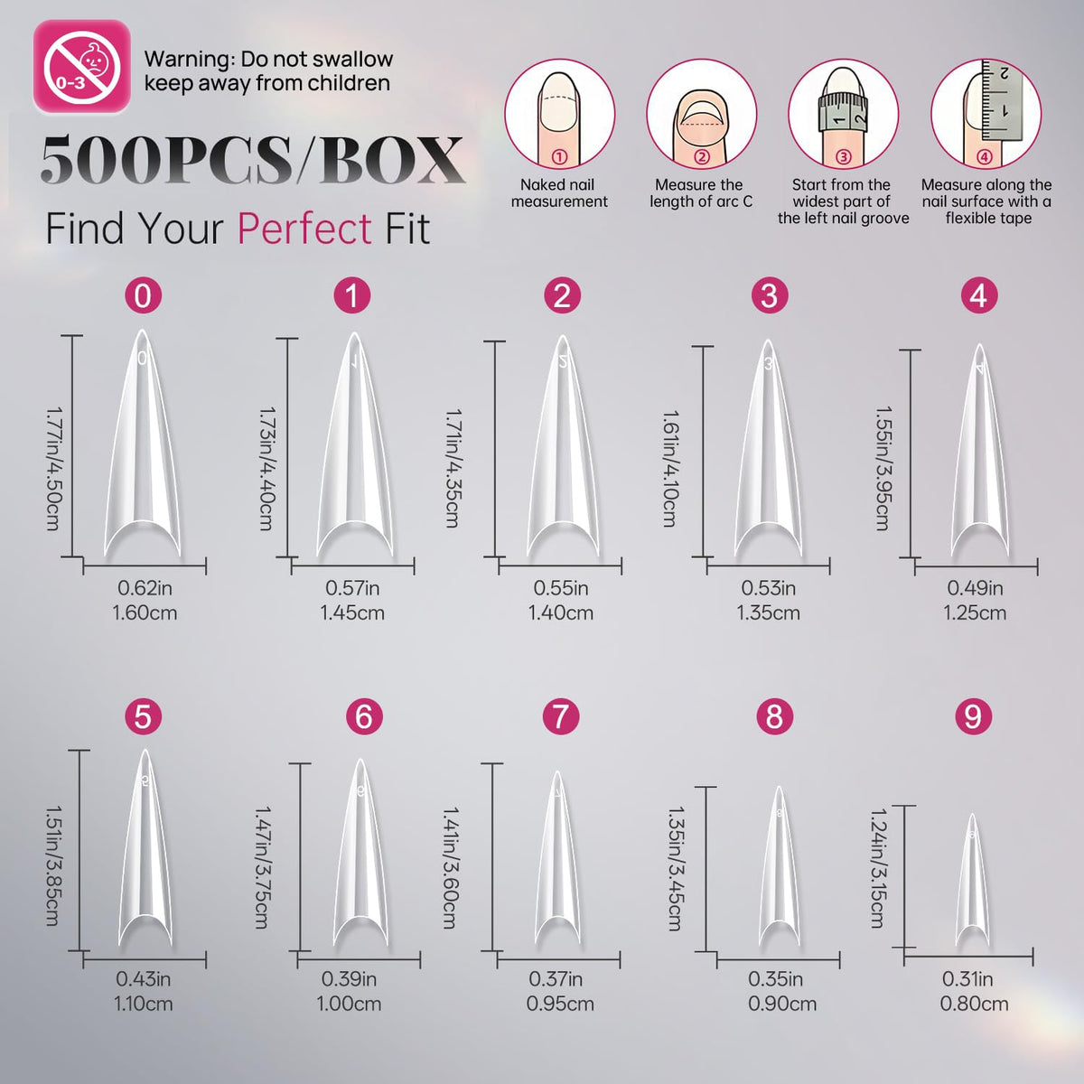 krofaue Extra Long Stiletto Nail Tips - False Clear Nais