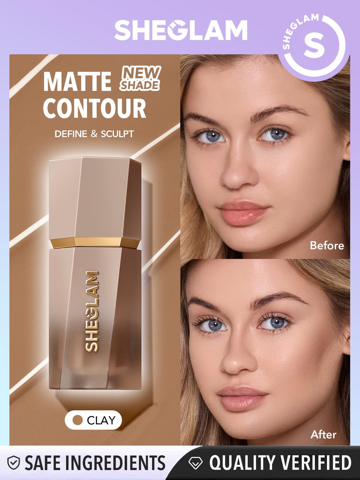 SHEGLAM Sun Sculpt Cool Toned Liquid Contour Stick Long Lasting Cream Bronzer Makeup - 01 Soft Tan