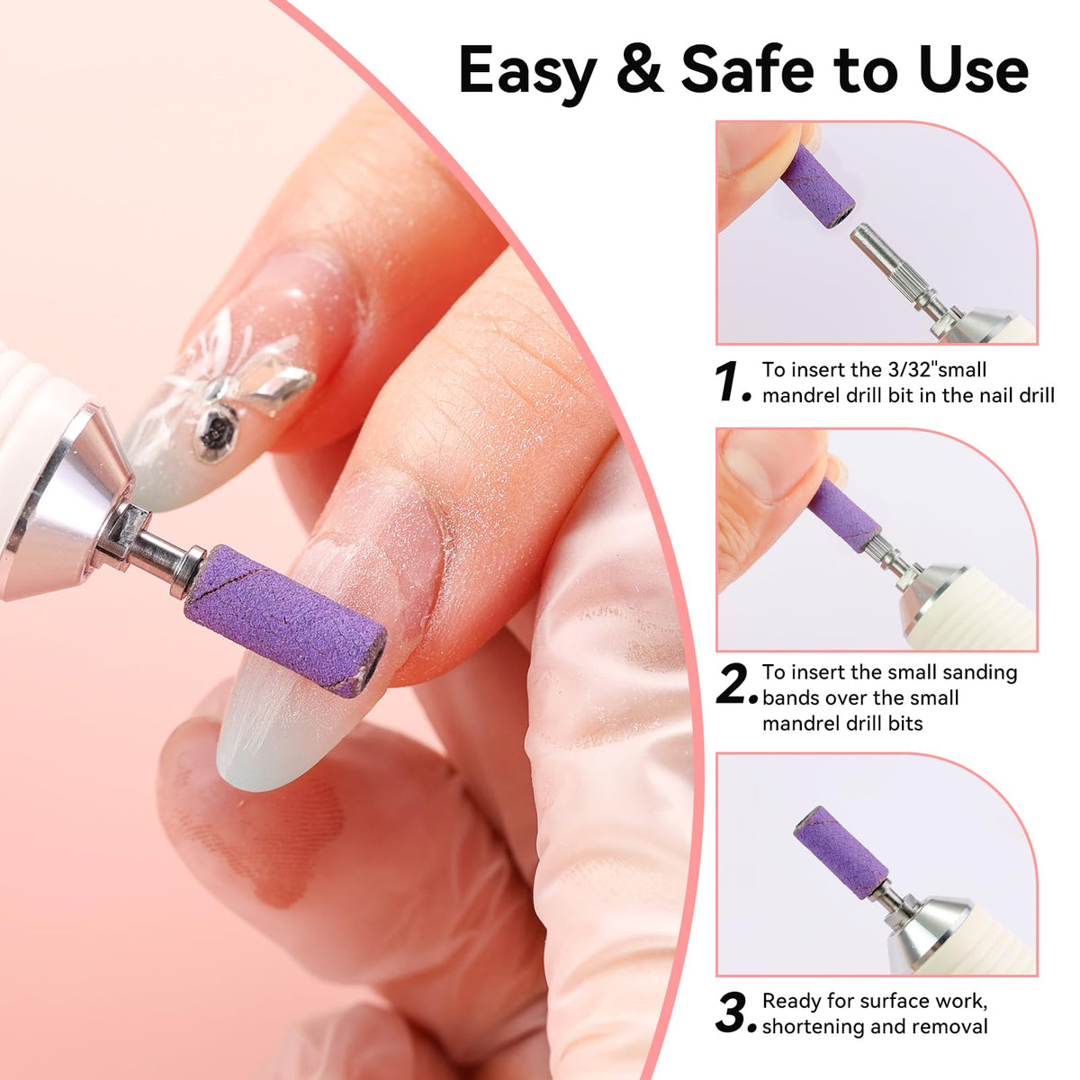 Makartt Nail Drill Sanding Bands - 100Pcs 80/120/180/240 4 Color Grit File