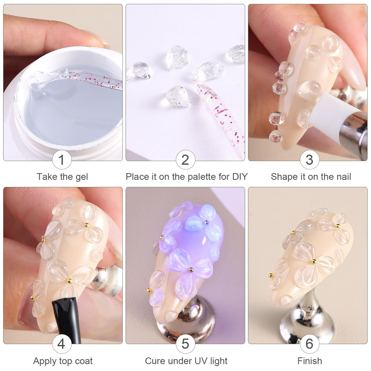 3D Nail Sculpting Gel Kit, Clear & Black Solid Builder Gel