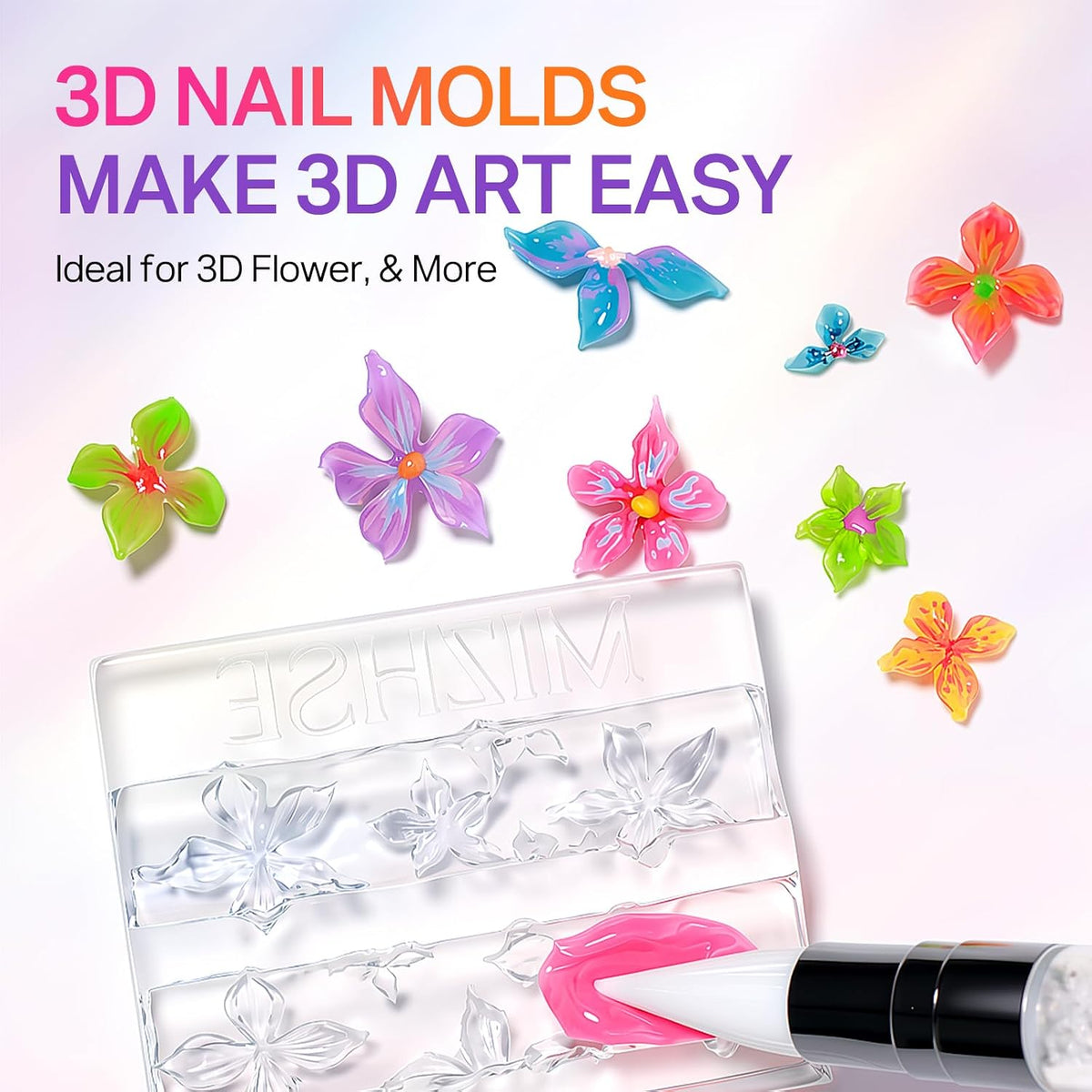 MIZHSE 3D Nail Scupting Gel for Nail Art, 6PCS Neon Colors Non-sticky