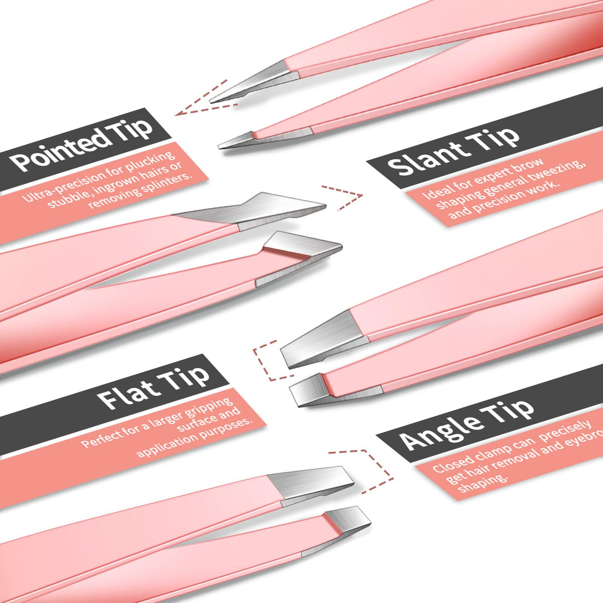 TsMADDTs 7 pcs Tweezers for Women Facial Hair, Precision Tweezer Set for Eyebrows with Curved Scissor and Eyebrow Razor for Ingrown Hair