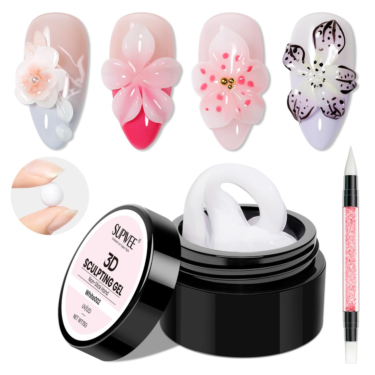 3D Gel for Nail Art, Clear 3d Sculpting Gel for Nail Art