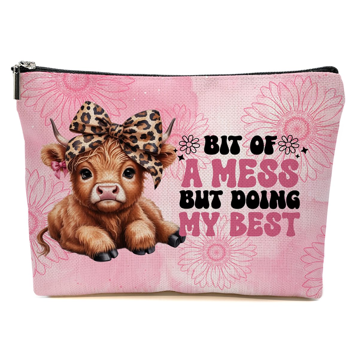 JIUWEIHU Goth Cat Makeup Bag, Funny Cat Cosmetic Bags Travel Organizer Bag