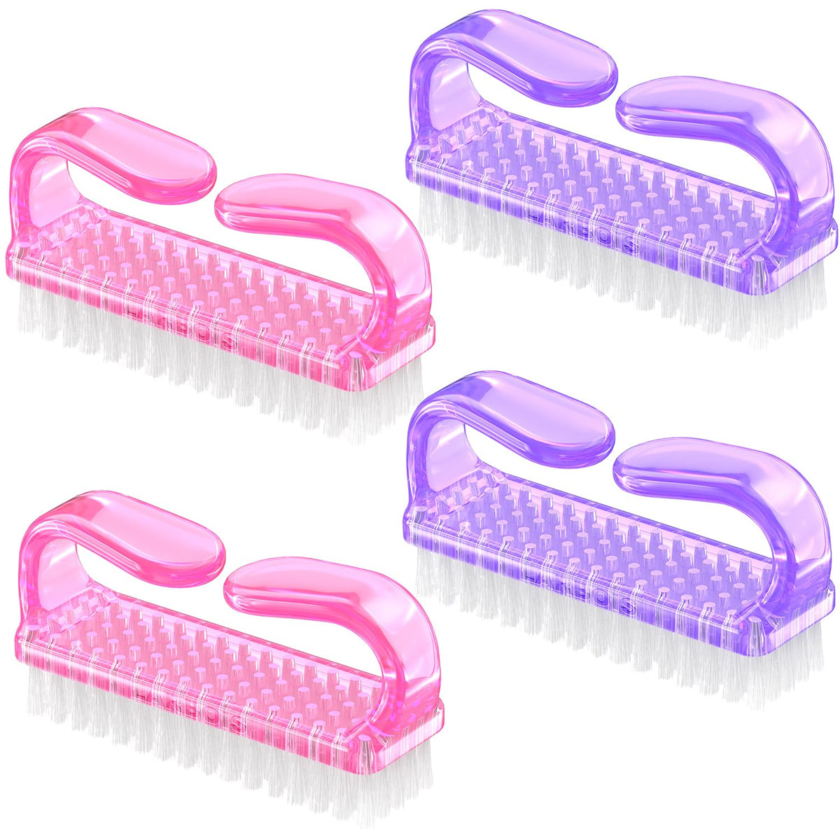 Larbois Handle Grip Nail Brush, Nail Brushes Hand Fingernail Brush Cleaner Scrubbing Kit Pedicure for Toes and Nails Men Women (4 Pack)