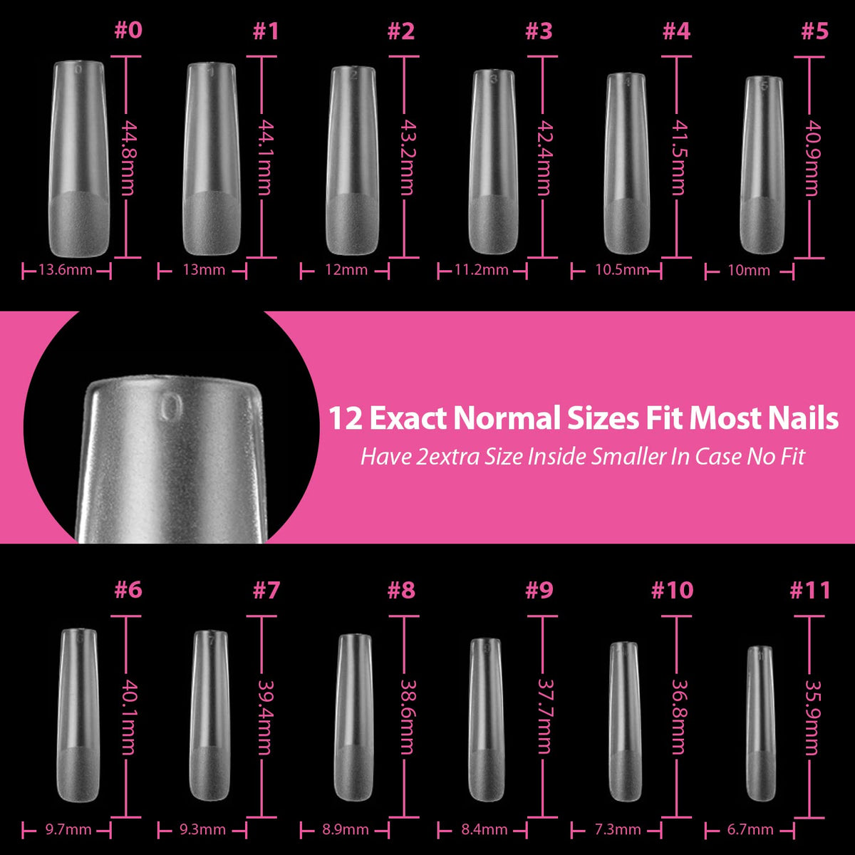 UNA GELLA Square Nail Tips XXL Long Half Cover Gel Tips 120PCS