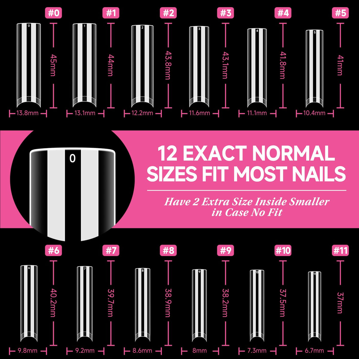 UNA GELLA Square Nail Tips XXL Long Half Cover Gel Tips 120PCS