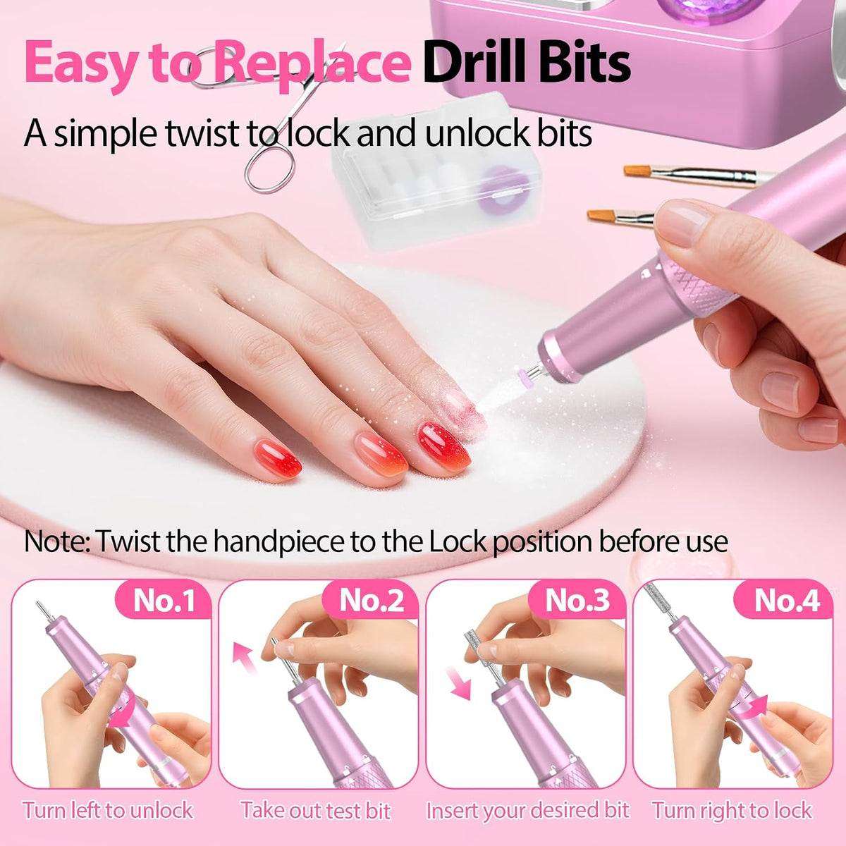 45000RPM Professional Corded Nail Drill E-File Kit for Salon Home
