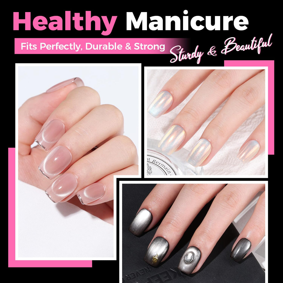 UNA GELLA Almond Gel Nail Tips 504PCS Pre-Etched Clear Fake Nails Tips