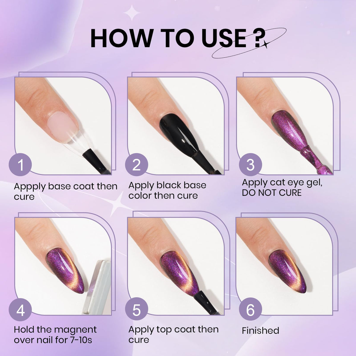 SUPWEE Magnetic Cat Eye Gel Nail Polish Set 12 Colors Cateye Gel Polish