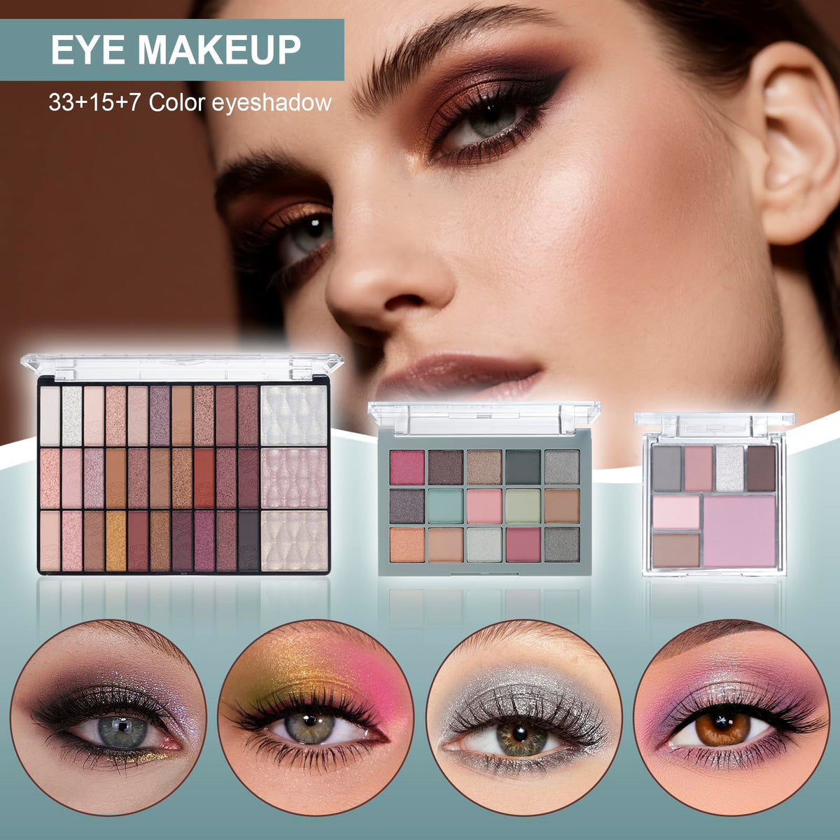 Makeup Set for Women Full Kit Includes, eyeshadow、 liquidfoundation,Loose powder,Eyebrow pencil,Lipstick Eye Pencil Makeup BrushesMakeup practice board 4-color lip gloss set