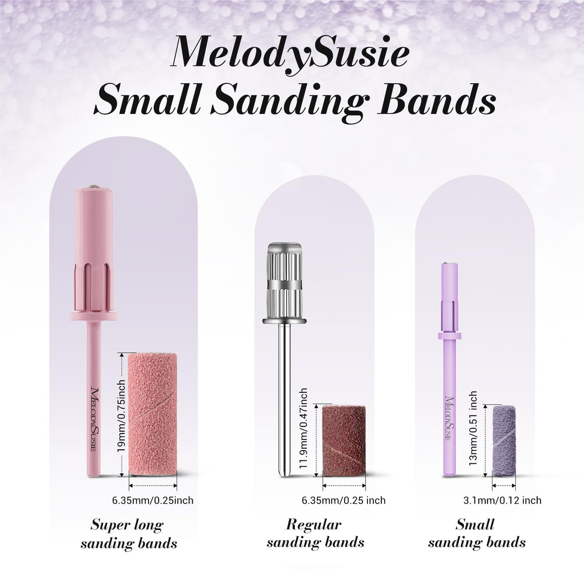 MelodySusie 120 Pcs Nail Drill Bits Small Sanding Bands for 3.1mm Mandrel Bit, 180 Fine Grit Nail File for Acrylic Nails Gel Manicures and Pedicure, Pink (Only Sanding Bands)