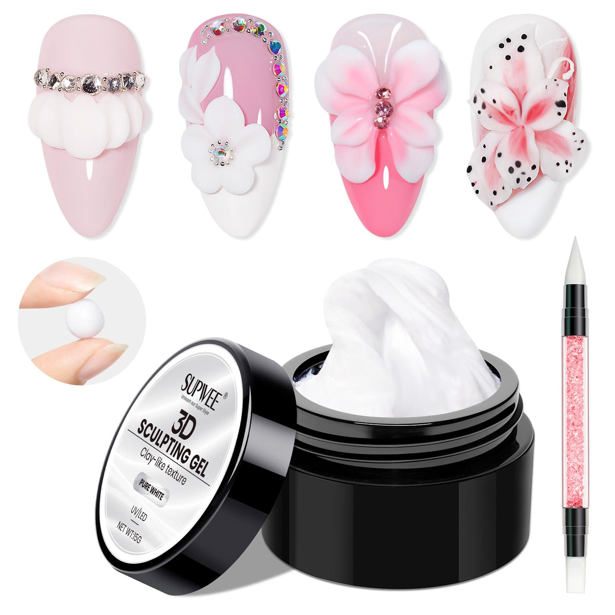 3D Gel for Nail Art, Clear 3d Sculpting Gel for Nail Art