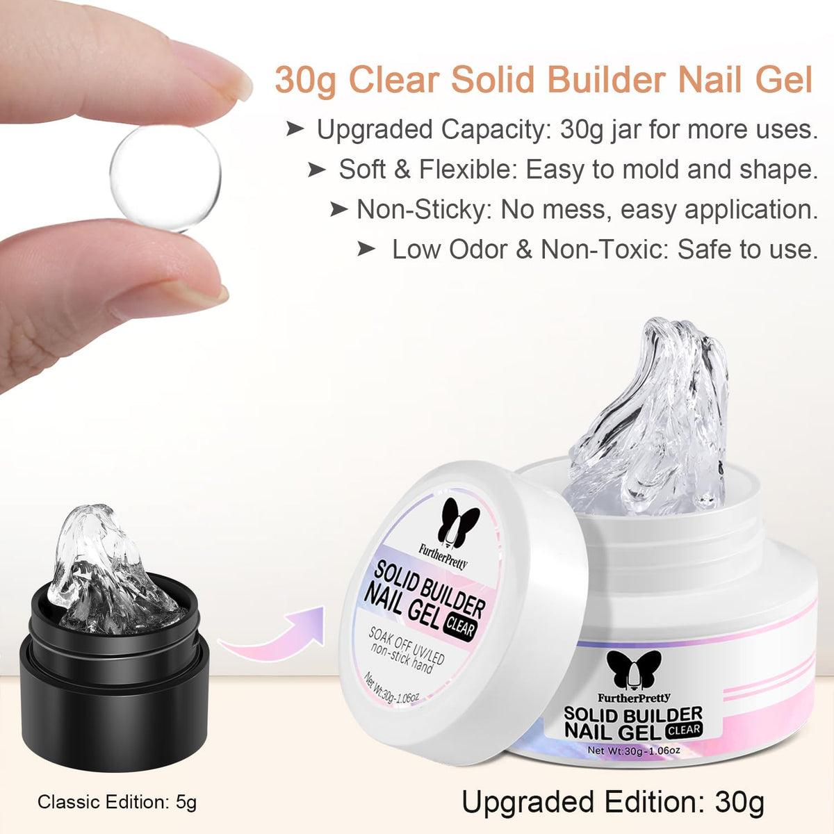 3D Nail Sculpting Gel Kit, Clear & Black Solid Builder Gel