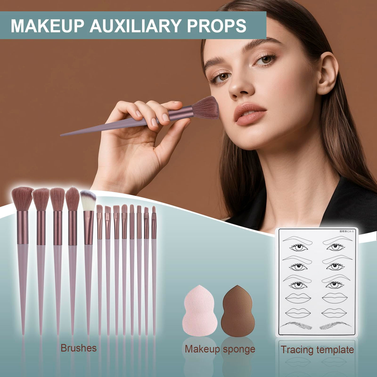Makeup Set for Women Full Kit Includes, eyeshadow、 liquidfoundation,Loose powder,Eyebrow pencil,Lipstick Eye Pencil Makeup BrushesMakeup practice board 4-color lip gloss set