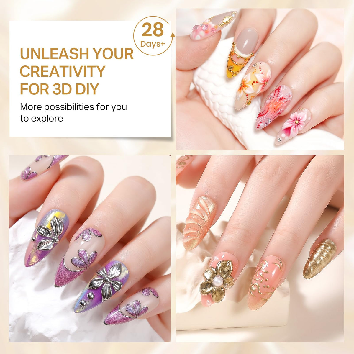 MIZHSE 3D Nail Scupting Gel for Nail Art, 6PCS Neon Colors Non-sticky