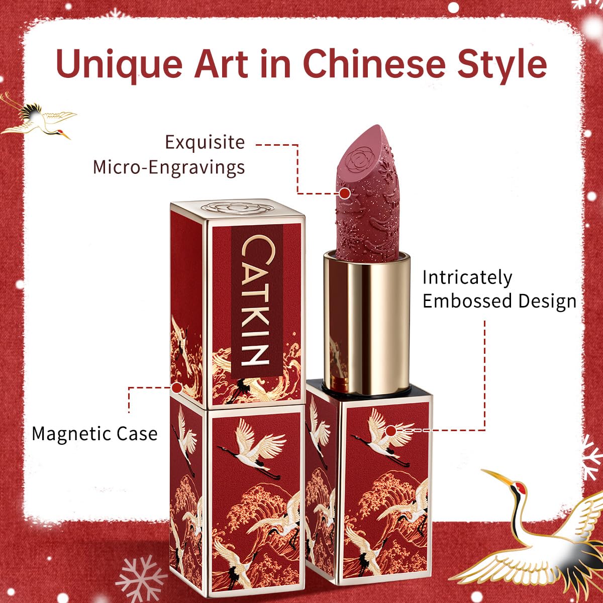 Catkin Semi-Matte Lipstick Hydrating High Impact Color Infused with Vitamin E and Avocado Oil Smooth Soft Texture Long Lasting Matte Finish 129