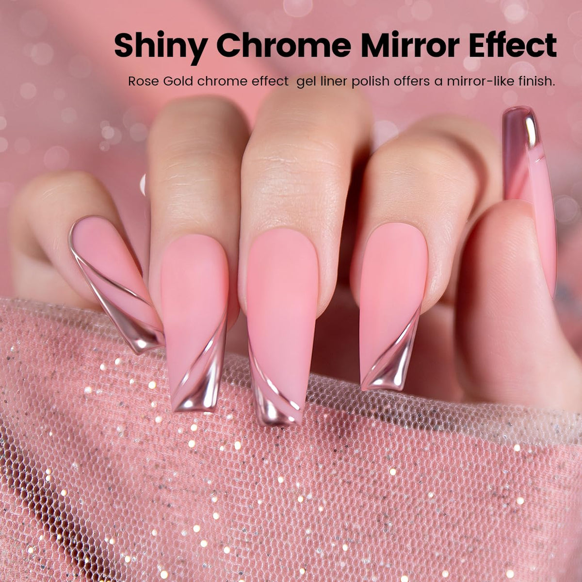 RARJSM Metallic Gel Liner Nail Art Silver Bronze Gold 2pcs Set Mirror Chrome 3D Effect Gel Nail Polish 8ml Build in Thin Brush Metal Painted Drawing Stripper Gelpolish Curing Requires for Home Salon