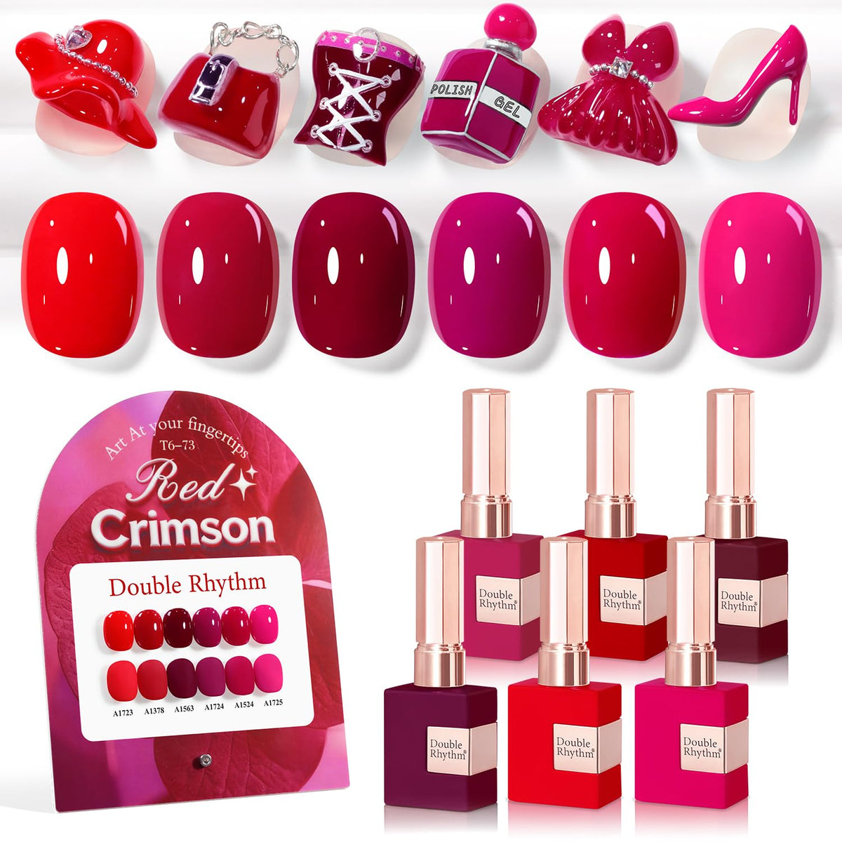Double Rhythm 6 Pcs 15 ML Gel Polish Set Same Color Same Bottle Soak Off Gel Polish Kit Nail Art Manicure Salon DIY at Home for Women (Dark Light Brown Orange Maroon-T6-6)