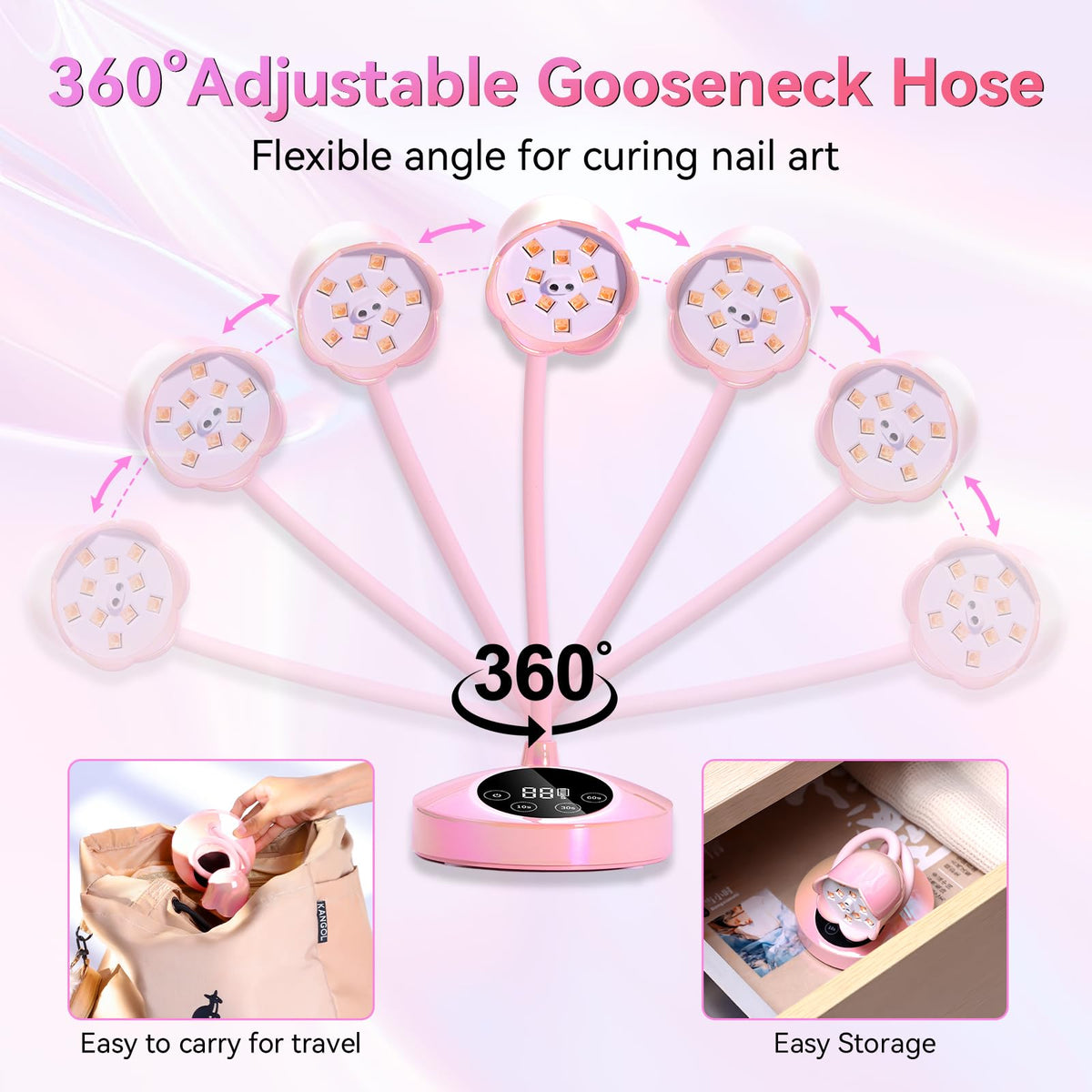 Makartt Cordless Gooseneck UV Nail Lamp for Gel-X Nails, Home DIY Use