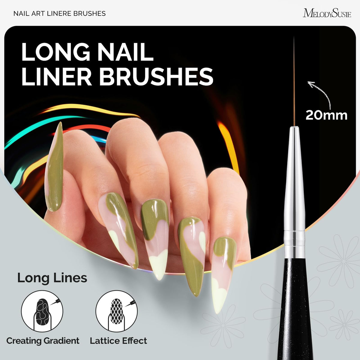 MelodySusie Nail Art Brushes Set, 6pcs Nail Art Design Pen Painting Tools