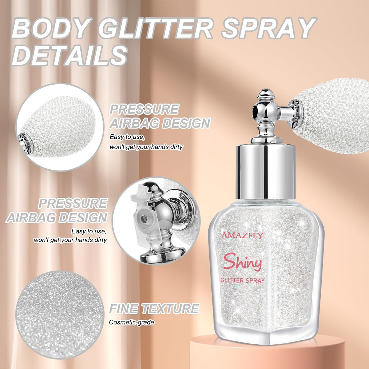Hair and Body Glitter Spray, Shimmering Powder Sparkle Powder Makeup, Glitter Loose Sparkle Makeup for Body Highlighter,Festival Prom Rave Accessories (Glint-Rainbow)