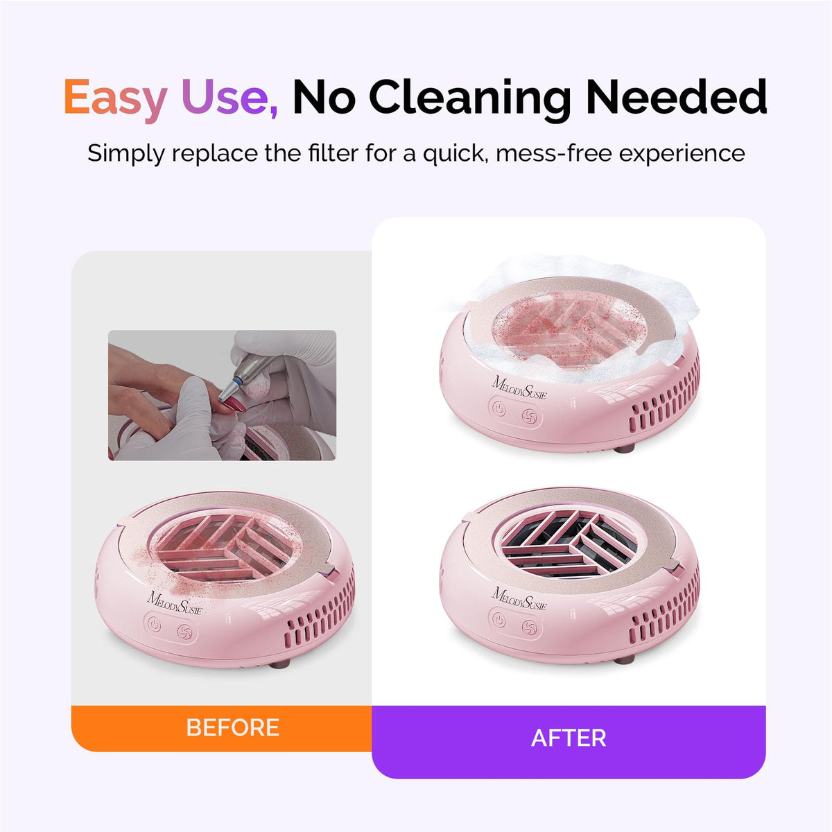 MelodySusie Pocket-Sized Nail Dust Collector HProA for Gel Polish Removal