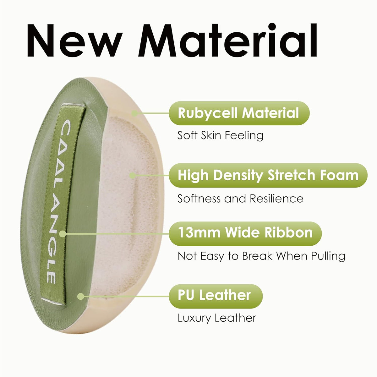COOL-ANGLE Makeup Blender Sponges, Latex-Free, 5Pcs Medium Green