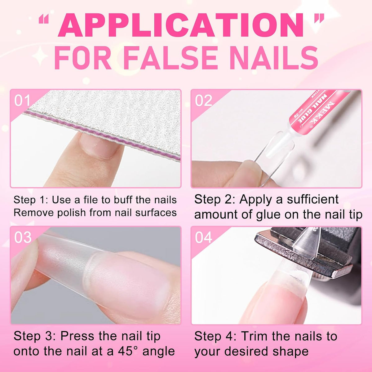 MEKK Nail Glue,Nail Glue for Press Ons & Acrylic Nail Tips,Pro-Strong Adhes