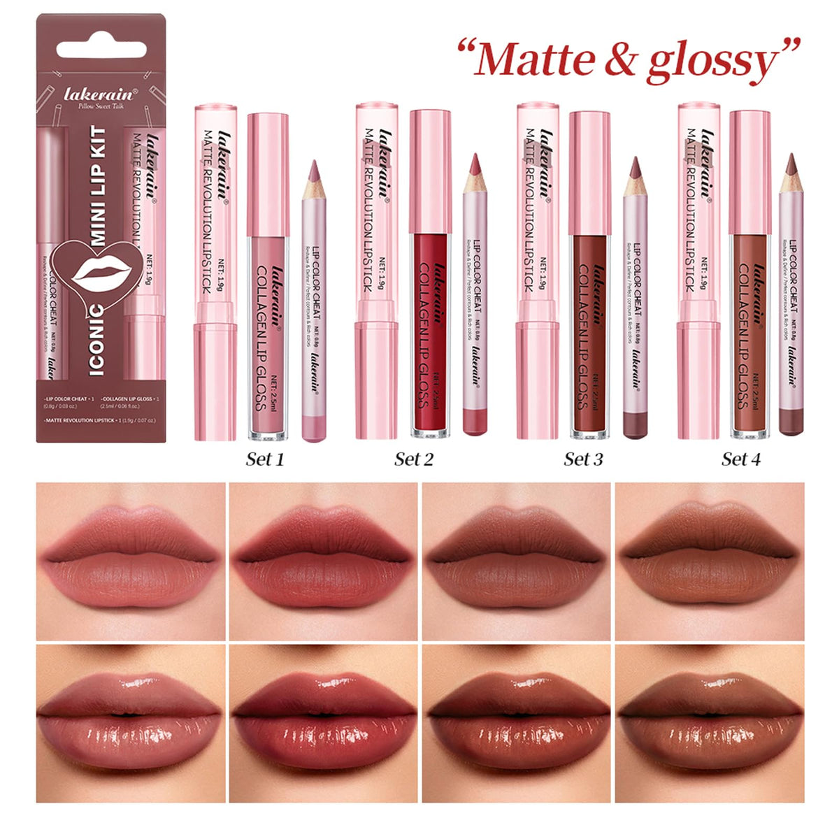 12Pcs Matte Liquid Lipstick and Lip Liner Set, Lip Makeup Combo (Set A)