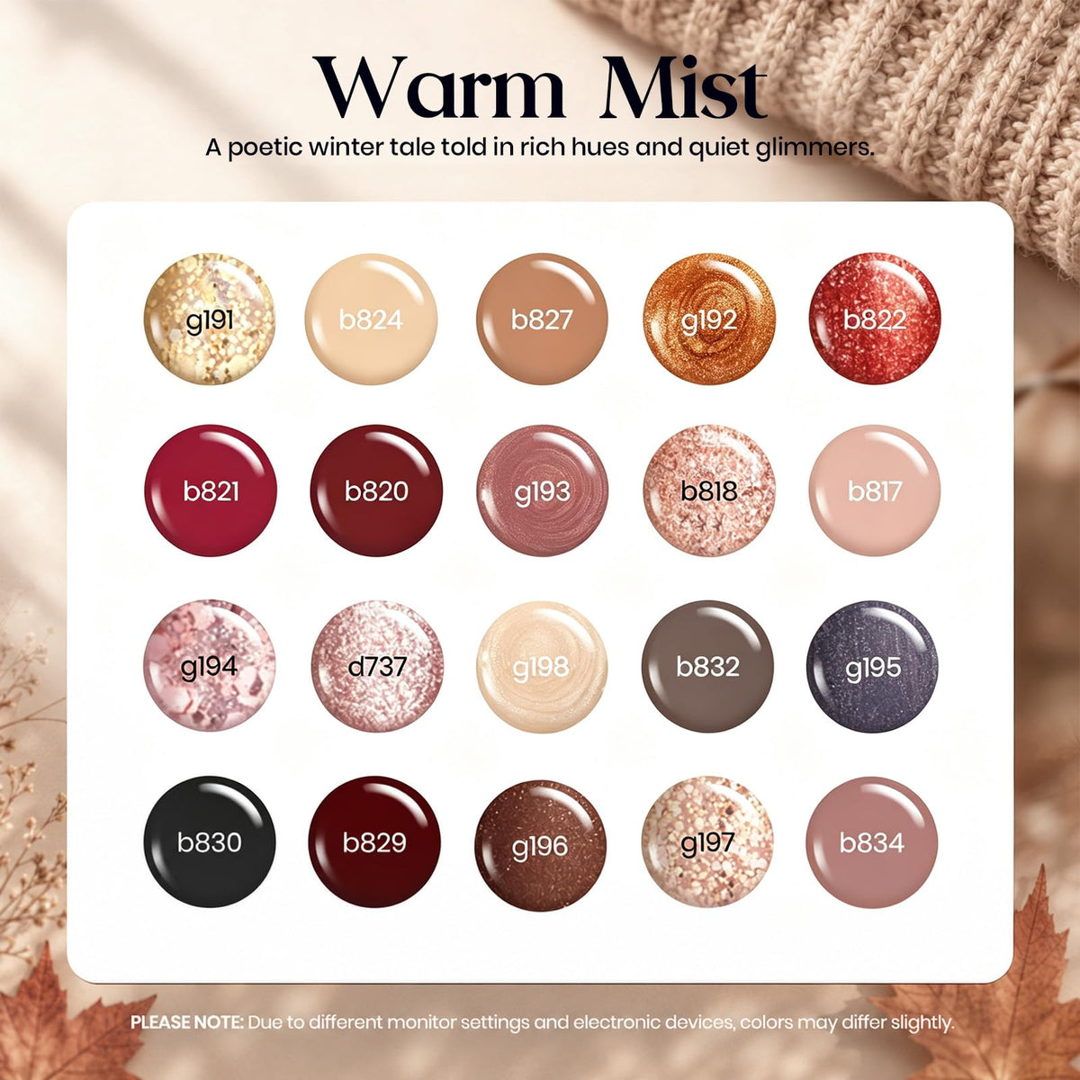 Beetles Fall Gel Polish Set, Fingertip Palette Collection, 32 Colors