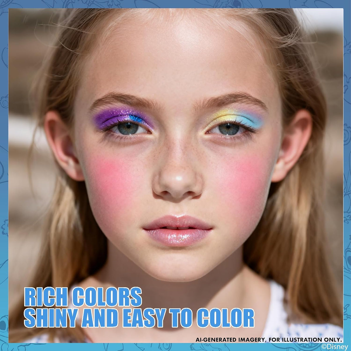 Stitch Fold-Out Makeup Palette with Mirror, Lip Gloss, Eyeshadow & Blush
