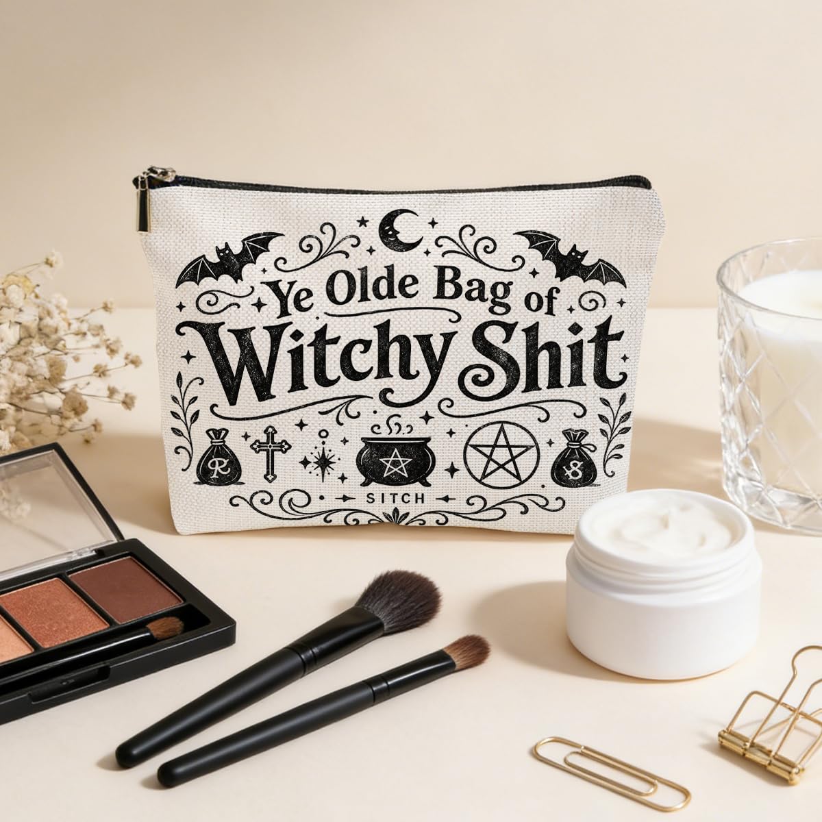Funny Poisons Makeup Bag, Witchy Gifts Cosmetic Bag Travel Toiletry Bags