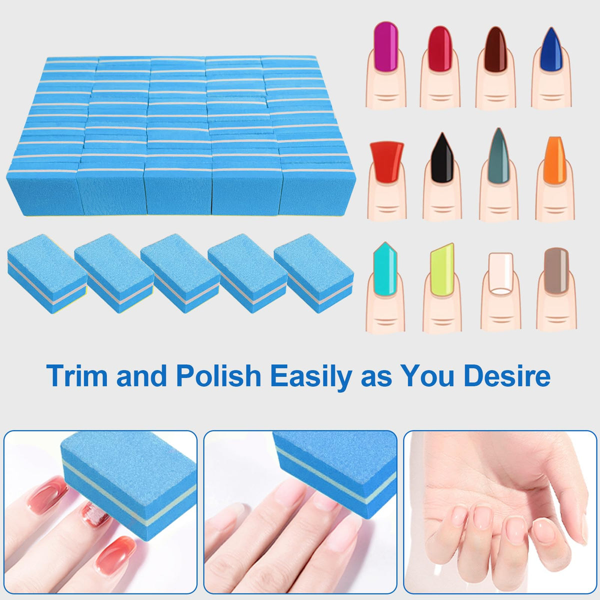 Nail Buffers (50 Pack), Mini Buffer Block Nail File for Acrylic Nails and Natural Nails, 100/180 Grit Nail Buffer Block Bulk Buffing Blocks for Nail Buff Professional Manicure File Blocks Set Pink