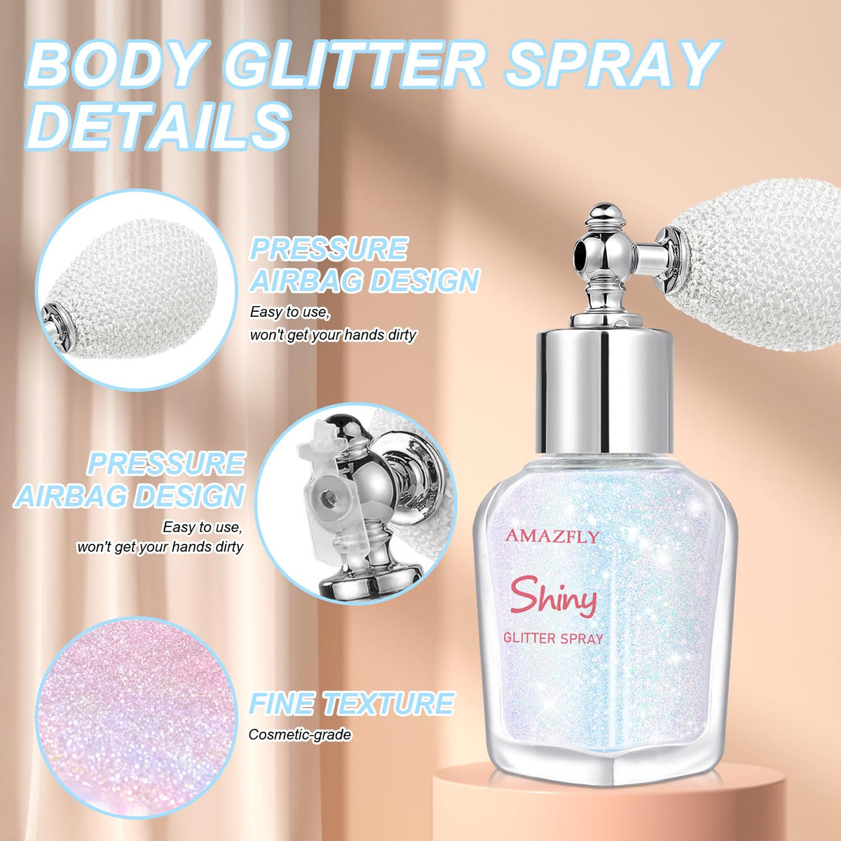Hair and Body Glitter Spray, Shimmering Powder Sparkle Powder Makeup, Glitter Loose Sparkle Makeup for Body Highlighter,Festival Prom Rave Accessories (Glint-Rainbow)