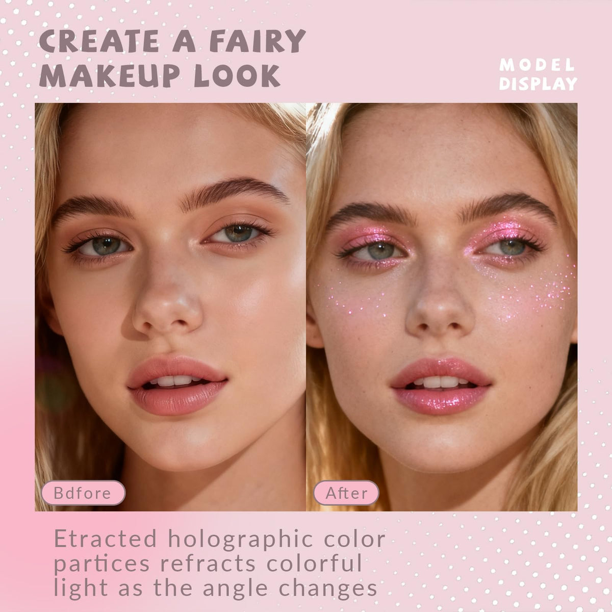 HOSAILY Holographic Duochrome Blue Glitter Eyeshadow, Color Shift Metallic Shimmer Eyeshadow Palette, Chameleon Sparkle Inner Corner Eye Highlighter, Iridescent Eye Shadow Palette Fairy Makeup#04