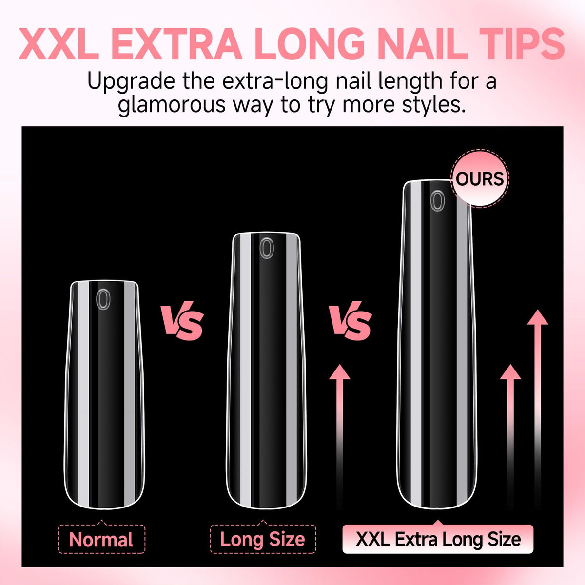 UNA GELLA Square Nail Tips XXL Long Half Cover Gel Tips 120PCS
