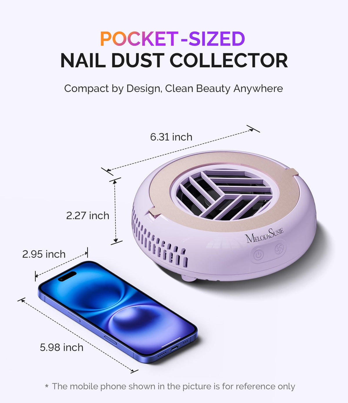 MelodySusie Pocket-Sized Nail Dust Collector HProA for Gel Polish Removal