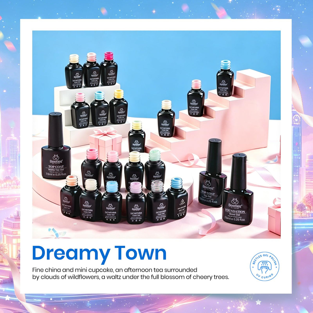 Beetles Gel Nail Polish Set, 63 PCS 55 Colors Gel Polish Kit with Base Coat