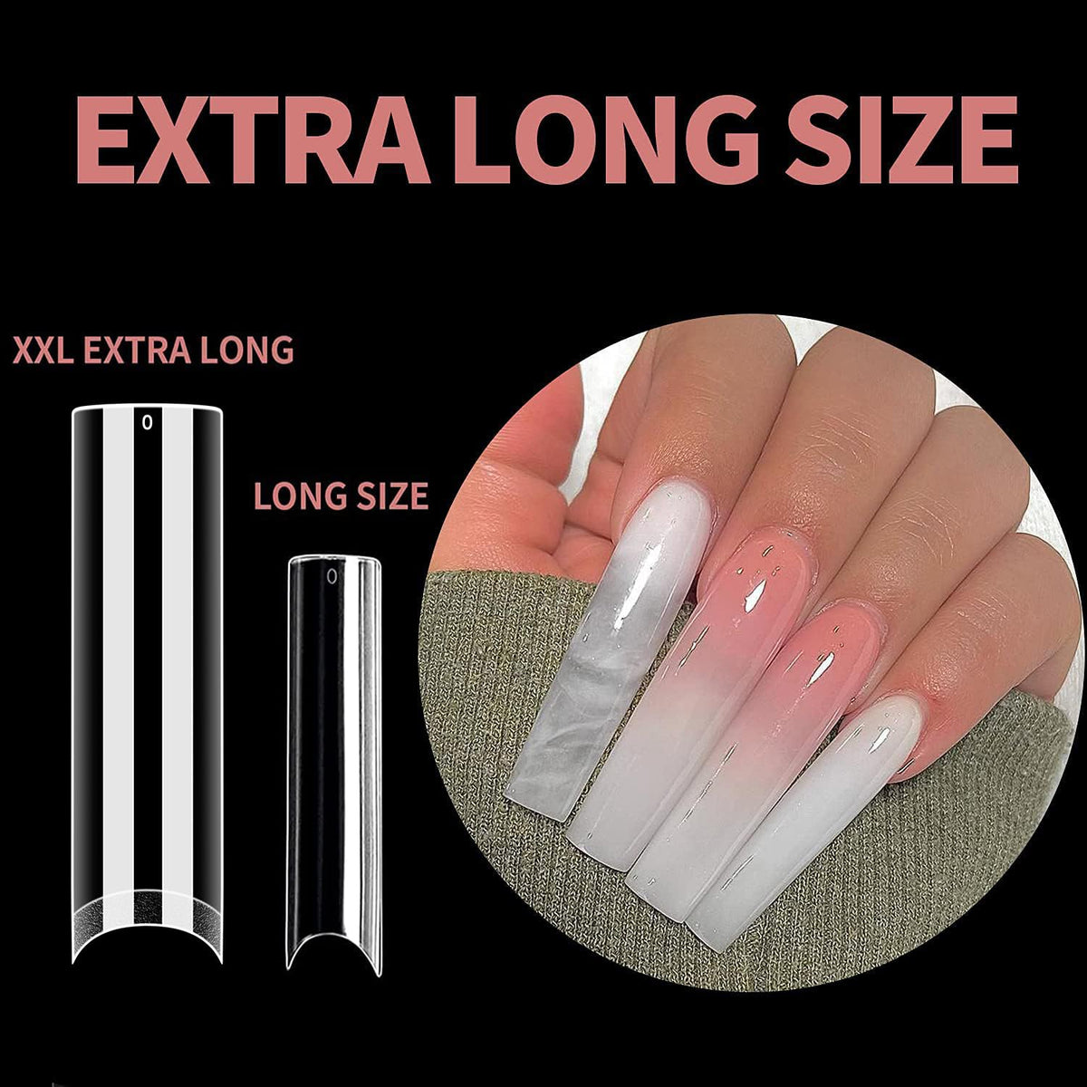 UNA GELLA Square Nail Tips XXL Long Half Cover Gel Tips 120PCS