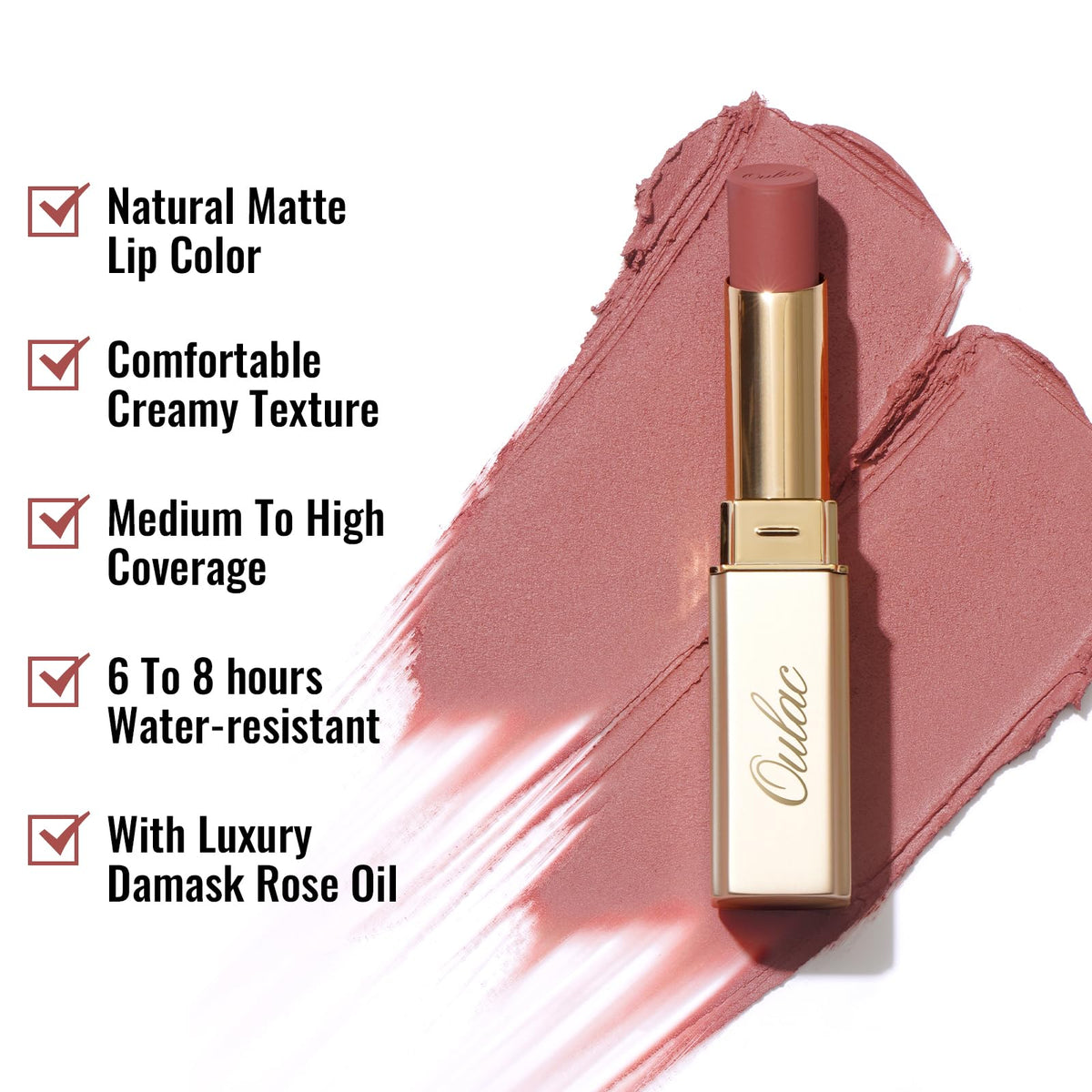Oulac Red Matte Lipsticks for Women, Silky Velvet Matte Lipstick, Terracotta High Impact Lip Color, Soft Smooth Texture, Not Dry Lightweight Formula Infused with Vitamin E, RM06