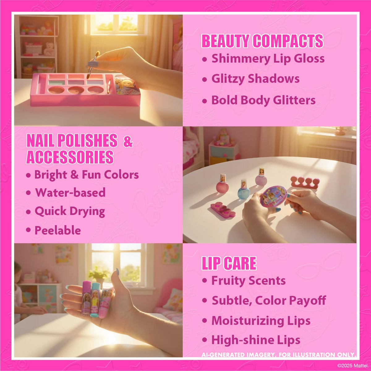 Hello Kitty Train Case Beauty Set with Washable Makeup, Ages 3+