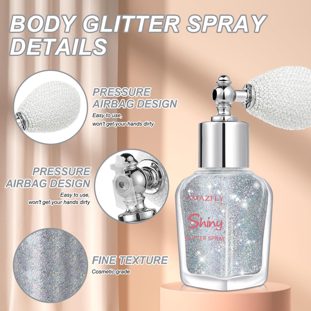 Hair and Body Glitter Spray, Shimmering Powder Sparkle Powder Makeup, Glitter Loose Sparkle Makeup for Body Highlighter,Festival Prom Rave Accessories (Glint-Rainbow)