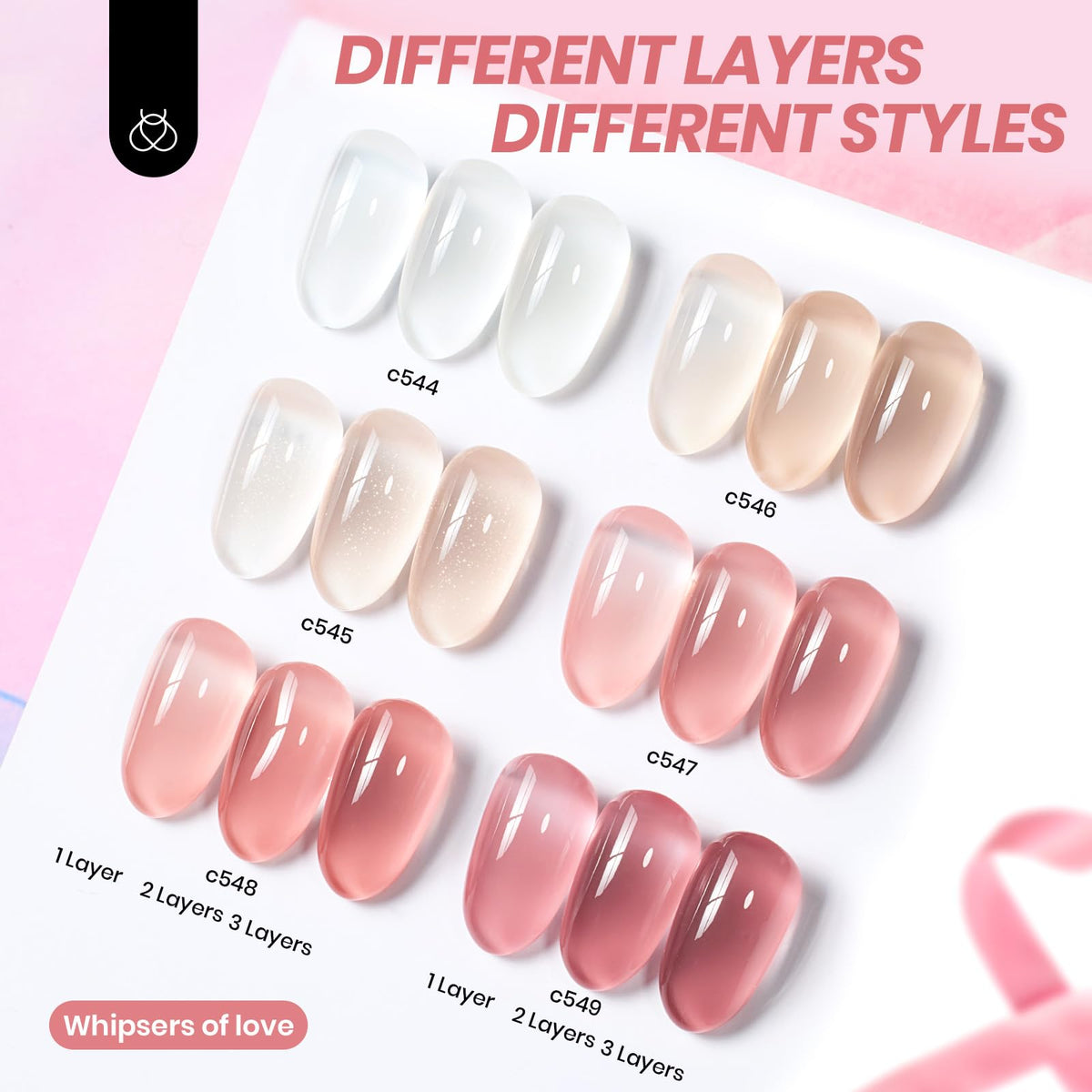 beetles Gel Polish Whispers of Love Jelly Gel Nail Polish Set, 6 Colors