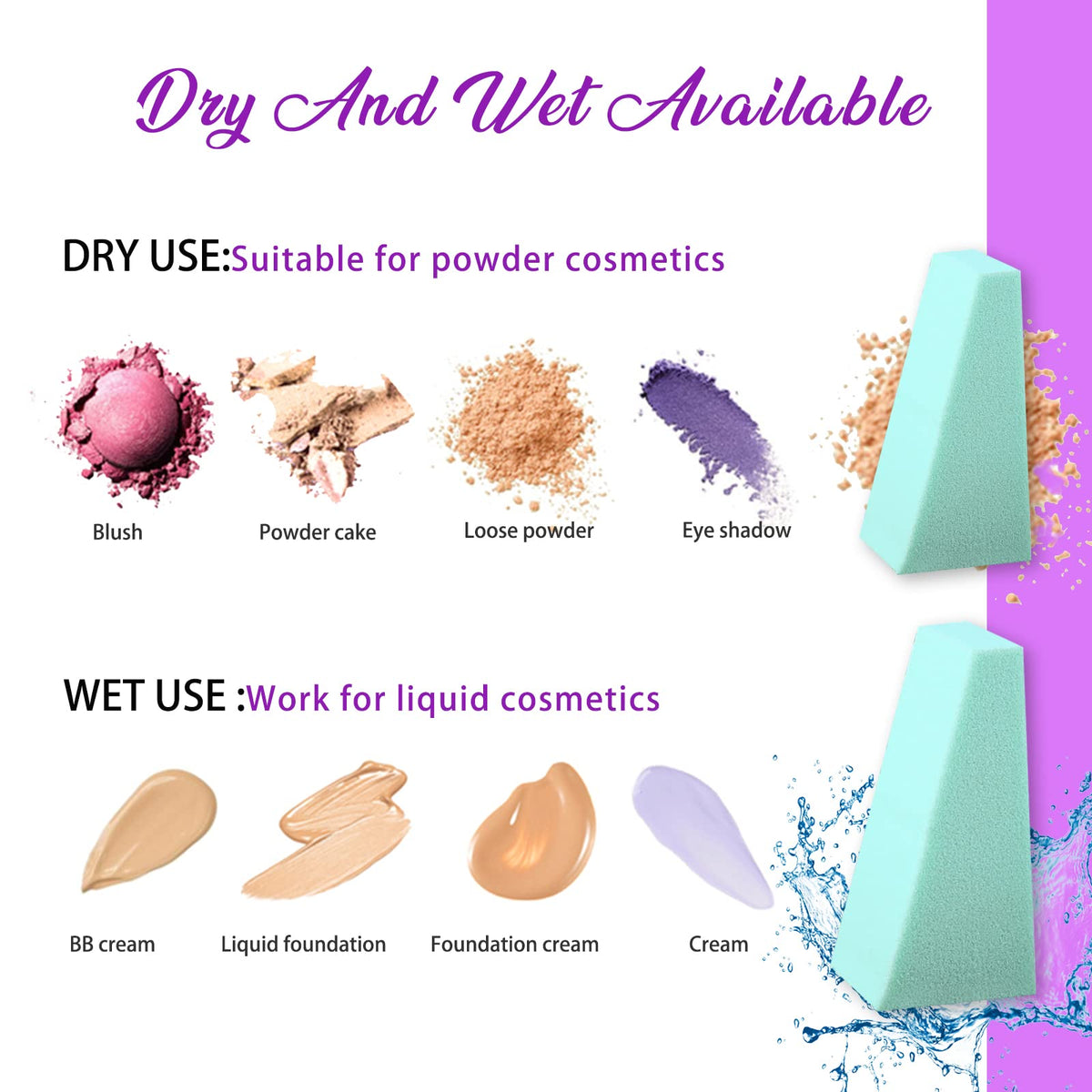 Teenitor 48 Pieces Makeup Sponges For Foundation, Latex Free Small Wedge Shaped Sponge Applicator For Liquid Cream Foundation Festival Makeup