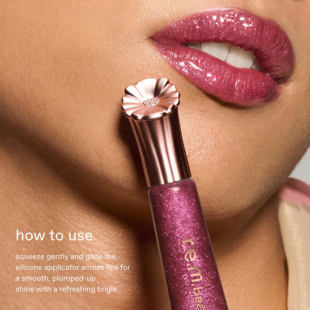 r.e.m. beauty Wicked: For Good | Poppy Plumping Lip Gloss | Instant Plumping Effect for Hydrated, Softer and Smoother Lips | Silky, Non-Sticky Feel | 0.34 Fl Oz